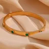 Bangle Heart Round Octagonal Stern Zirkon Verschluss Armband 316L Edelstahl Armreifen 18k Gold plattiert Frauen Handarmbänder