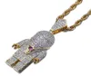 Hip Hop Street Fashion Iced Out Gold Color Plated Spaceman Necklace Micro Pave Zircon Astronaut Pendant Necklace for Men Women8125361