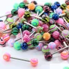 Tongue anneaux 100pcs Style de mix Harbell Bar Tongue Piercing Anneaux Fashion en acier inoxydable Coulois mixtes Couleurs hommes femmes bijoux de corps Drop Dhszy