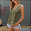 Womens Blouses Shirts Women Shirt Summer-Ready V-Neck Sleeveless Breathable Sweat-Absorbing Female Top For Casual Comfort Tee Drop Del Dh6Uz