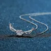 Diamond Clavicle Mossan Chain Female s 925 Sier Angel Wing Necklace Versatile Mossan Stone One Pendant