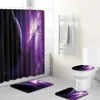 Shower Curtains Magnificent Starry Sky Landscape 4 Pcs/Set Curtain Bath Rug Set Toilet Cover Mat Bathroom Accessories