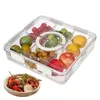 Placas Snackle Box Snack Organizer com manipulação de armazenamento quadrado transparente 6 bandeja de compartimento Platters portáteis para a festa