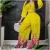 Ethnische Kleidung bloße Mesh Patchwork Rüschenhülle Jumpsuit Wide Leghose Frauen y Elegant OL Office Ladies Rompers Drop Lieferung Appa otwou