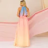 Robes décontractées KEXU Gradient Sans manches coupées arrière maxi plissée robe 2024 Summer Sexy Party Même gros vestiges swing longs