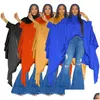 Chemises pour femmes Gotoola Femmes 2024 Automne plissé de couleurs massives Chauffeur de châle célibataire Single Brewed Floor Longueur Drop Livraison Dhjzy