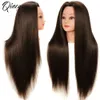 65 cm têtes de mannequin avec des cheveux synthétiques pour la formation de cheveux Style Solon Hair-Dummress Heads pour pratiquer les coiffures 240403