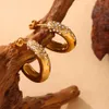 Liten enkel C-typ slät diamantörhängen personlighet all-match högklassig titanstål guldpläterad studörhängen kvinna