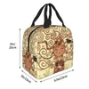 Kokeshi Tree of Life Isolated Lunch Bags Large Stoclet Frieze Gustav Klimt Lunch Container Cooler Bag Tote Lunch Box Picnic