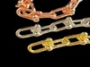 Vintage varumärkesdesigner koppar 18k guldpläterad armband med kristallspänne tjock kedja för kvinnor smycken25174837800