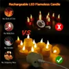 Rechargeable LED Electronic Candles Flameless Flickering USB Charged Tealight Timed Remote Home Decoration Votive Candle 215 in 240412