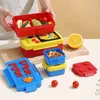 Dinnerware Building Block Lunch Box For Kids Plastic Game Bento School Picnic Container With Bag Girls And Boys