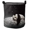 Tvättpåsar Moon Night Sky Star Panda Black Dirty Basket Foldbar Waterproof Home Organizer Klädbarn Toy Storage