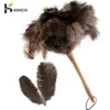 Ostrich Feather Duster Återanvändbara fjädrar Duster med trämhandrengöringsverktyg Hushållens bil Damm Brushrenare Damm Tillbehör