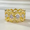 Cluster Rings Springlady 18k золота, покрытая 925 стерлинговым серебряным лабораторием сапфировой драгоценный камень, блестящий коктейль Fine Ring для женщин свадебные украшения