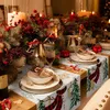 Christmas Snowman Pine Tree Linen Table Coureurs de mariage Décor de mariage Farmhouse Kitchen Dining Table Coureurs de Noël Décortions