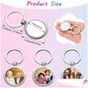 Keychains Lanyards 12 Pcs Sublimation Blank Keychain Round Heat Transfer Metal Board Key Rings Thick Po Drop Delivery Fashion Acces Dhkhm