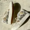 Lässige Schuhe Frauen Leinwand High Top Frühling Herbst Big Crystals Blumen bequem einfaches Gehen Plus Größe Schöne schöne Turnschuhe