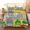 Bedding Sets Cartoon Kids Duvet Covre Set 3D Printed Dinos Airplane Letters Robots Children Bedroom Bed Linens Single Double Twin