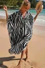 Basic casual jurken lorylei zwart v-neck zebra streep bohemian v-neck geprinte vakantie kaftan jurk voor vrouwen 2024 zomer lange strandjurken Q1297 T240412