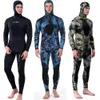 5 mm camouflage wetsuit lange mouw splijting met 2 stuks neopreen onderdompeling voor mannen bewaar warm waterdicht duikpak 240407