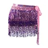 Tassel Belly Dance Short Hip Scarf for Women Sequin Fringe Skirt for Latin Dance Cha Cha Stage Performance Dancer Music Festival