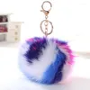 Keychains Multi-couleur pelufy fourrure pompom boules mignonnes pom chaîne keyring carto