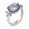 Cluster anneaux authentiques 1ct Moisanite Ring Diamond Eternity Sterling Sier Wedding with Sapphire CZ UNDERFINE WEMBELS BIELLOY DROP DEL DHWGO