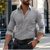 Men's Casual Shirts Button Down Black Red Blue Long Sleeve Striped Lapel Daily Resort Wear Stylish Tops