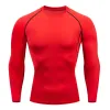 T-shirts Men Workout Compression à manches longues Tshirt Spring Autumn Gym Running Sport Tshirts Fitness Fitness Terre Sports Vêtements Tops Vêtements Mâle