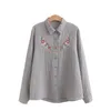 Blouses pour femmes Blouse Broideed Floral Flowral Flower Match Shirt pour le dessus en vrac à manches longues décontractées