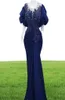 2022 Plus Size Arabic Aso Ebi Royal Blue Mermaid Prom Dresses Lace Pärled Crystals Evening Formal Party Second Reception Födelsedag 3922995