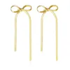 bow shaped pendant earrings for women and girls, 14K gold-plated long tassel chain earrings, butterfly shaped