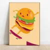 Affiches alimentaires drôles Running Burger Hot Gun Pop Rock Pizza Toiza Peinture Wall Art Imprimer Pictures pour Kitchen Cafe Home Decor