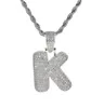 Silver 26 Lettres pour le choix Collier de pendentif lettre de bulle avec micro pave Zircone Hip Hop Chain Collier pour hommes Unisexe J4770085