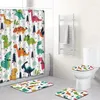 Douchegordijnen zonsondergang aan zee landschap badkamer gordijn voetstuk wc -toiletzitje mat deksel bad home decor anti slip tapijt 4 stks