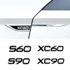 3D Metal Epoxy Car Corps Corps Fender Couteau Badge Stickers Emblem Badge Decals pour Volvo S60 S90 XC60 XC90
