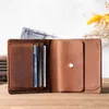 Wallets Genuine Crazy Horse Leather Men Vintage Bifold Wallet Hasp Coin Pocket Purse Cowhide Short For