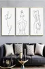 Corpo de mulher desenho de uma linha Pintura abstrata feminina figura arte impressa nórdica minimalista pôster quarto decoração de parede pinturas7829701