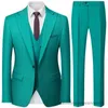 Mäns kostymer blazers Autumn New Herr Slim British Wedding Solid Color Dress Blazer / Man Three Piece Suit Vest Pants Byxor Waistcoat