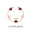 High End Designer Bangle voor Vancleff High Edition Vgold Non Clover Five Flower Bracelet Dikke Plaat 18K Rose Gold Natural Jade Marrow Fritillaria Bracelet Original