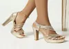 Sandaler Platform Square High Heel Women Open Toe Dress Woman039S Shoes 2022 Pu Leather Summer For Black Gold Silver7034450