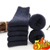 Herrstrumpor 5pairs vinter tjockare ull Merino Kvinnor handduk Keep Warm Terry år julklapp Ryssland för man