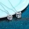 Diamond One Mossan SR Colar Womens S 925 Sier Mossan Stone Love Cube Pingente