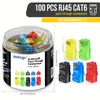 Zoerax 100PCS RJ45 CAT6コネクタパススルー、各種色（20pcs/color）、EZからクリンプモジュラープラグボトル