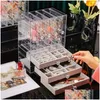 Jewelry Boxes Transparent Box Portable Showcase Large Capacity Rings Display Necklace Earring Storage Dustproof Case Drop Delivery Pa Dhnni