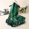 Novo lenço de seda feminino lurxury marca de pavão penas de pavão de seda sudard sharf shraps acessórios 20176334654
