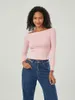 Dames T -shirts vrouwen uit schoudertops lange mouw slanke boothals shirt y2k uitgaande strakke tee casual pullover t -shirts