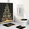 Shower Curtains 4Pcs/ Set Washroom Bathroom Curtain Toilet Seat Cover Water Absorption Door Mats Home Rugs Non-Slip Mat 3D Printing