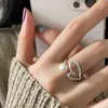 Cluster Rings 925 Sterling Silver Open Finger Ring Heart Butterfly Wing Pearl Stackable For Women Girl Jewelry Gift Dropship Wholesale